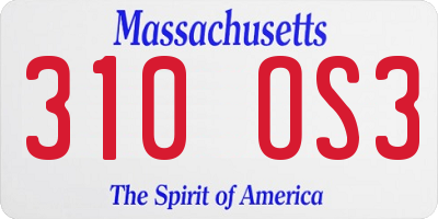 MA license plate 310OS3