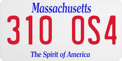 MA license plate 310OS4