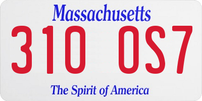 MA license plate 310OS7