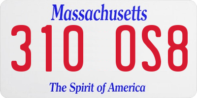 MA license plate 310OS8