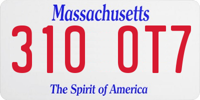 MA license plate 310OT7