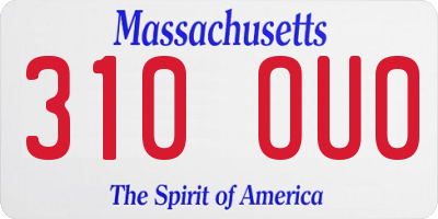 MA license plate 310OU0