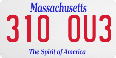 MA license plate 310OU3