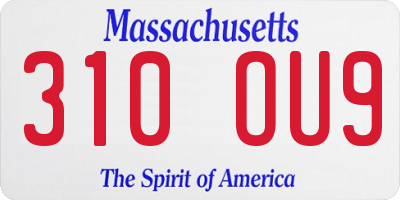 MA license plate 310OU9