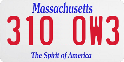 MA license plate 310OW3