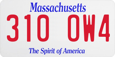 MA license plate 310OW4