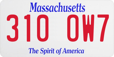 MA license plate 310OW7