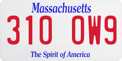 MA license plate 310OW9