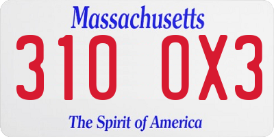 MA license plate 310OX3