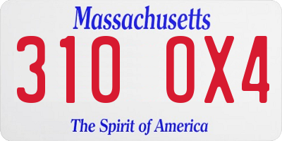 MA license plate 310OX4
