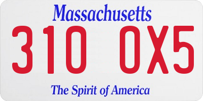 MA license plate 310OX5