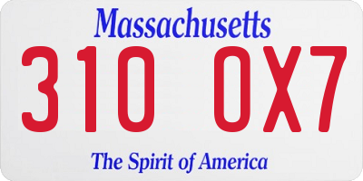MA license plate 310OX7