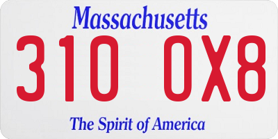MA license plate 310OX8