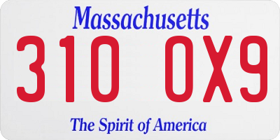 MA license plate 310OX9