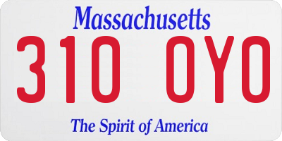 MA license plate 310OY0