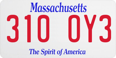 MA license plate 310OY3