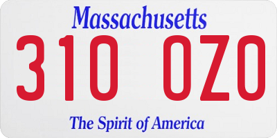 MA license plate 310OZ0