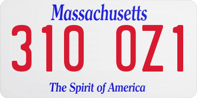 MA license plate 310OZ1