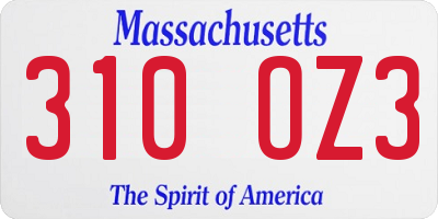 MA license plate 310OZ3