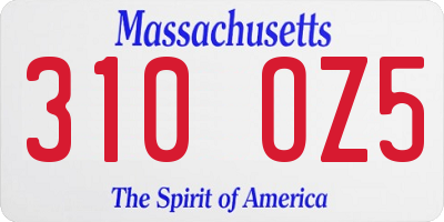MA license plate 310OZ5