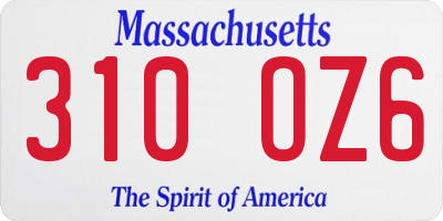 MA license plate 310OZ6