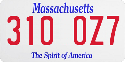 MA license plate 310OZ7