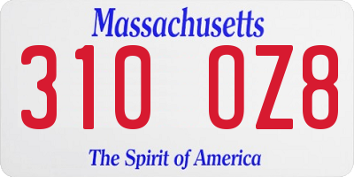 MA license plate 310OZ8