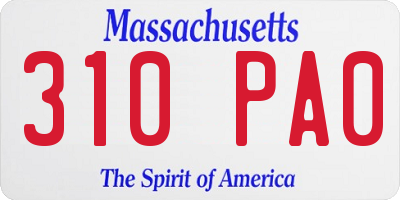 MA license plate 310PA0