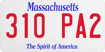 MA license plate 310PA2
