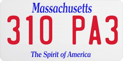 MA license plate 310PA3
