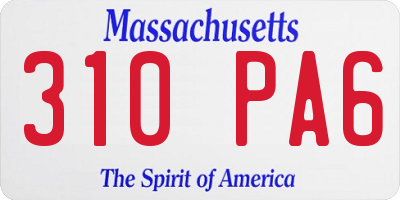 MA license plate 310PA6