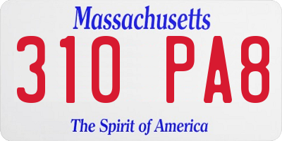 MA license plate 310PA8
