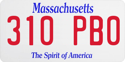 MA license plate 310PB0