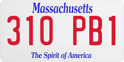 MA license plate 310PB1