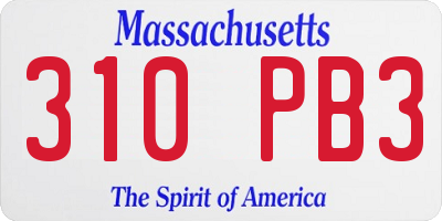 MA license plate 310PB3