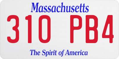 MA license plate 310PB4