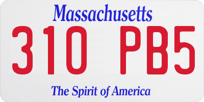 MA license plate 310PB5