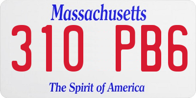 MA license plate 310PB6