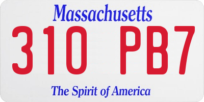 MA license plate 310PB7