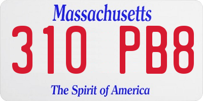 MA license plate 310PB8