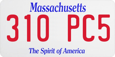 MA license plate 310PC5