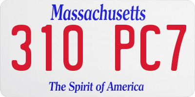MA license plate 310PC7