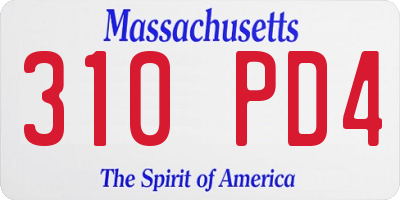 MA license plate 310PD4