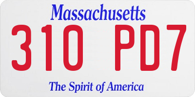 MA license plate 310PD7