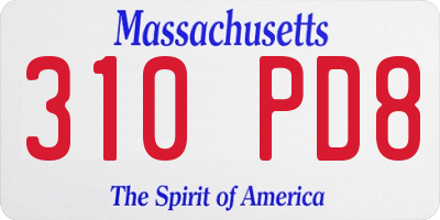 MA license plate 310PD8