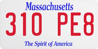 MA license plate 310PE8