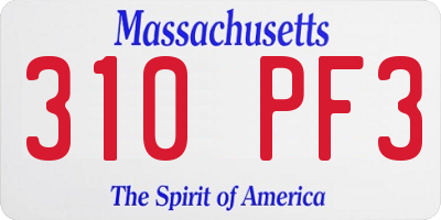 MA license plate 310PF3