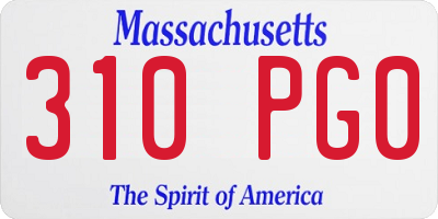 MA license plate 310PG0