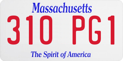MA license plate 310PG1