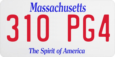 MA license plate 310PG4